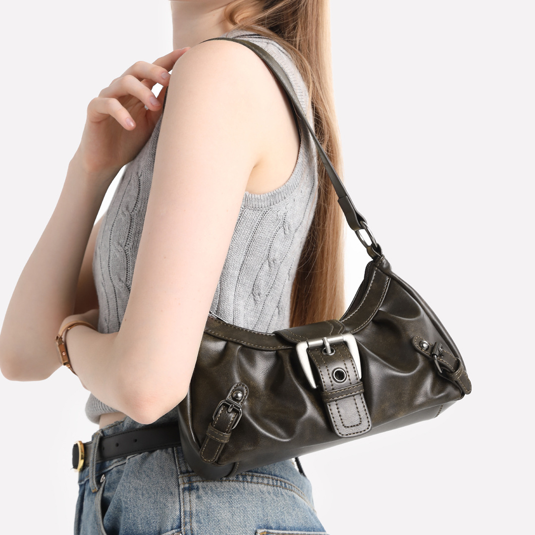 2026 Spring/Summer New Women's PU Leather Underarm Bag, Single Shoulder Handbag, Y2K Hot Girl Style, Cross-border Trending Bag - Thumbnail 2
