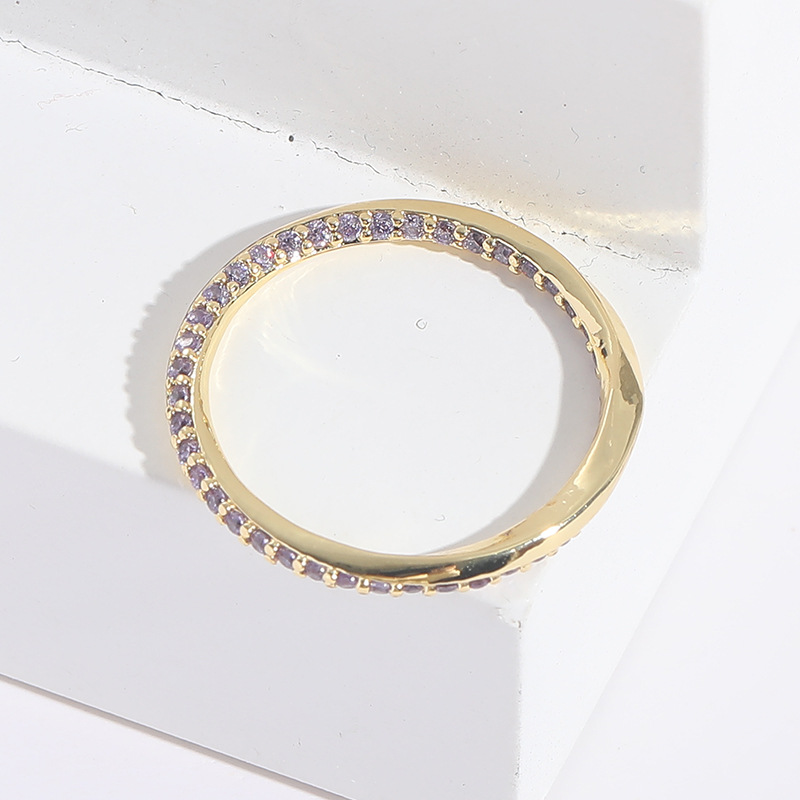 Fashion Round Copper Inlay Zircon Rings 1 Piece