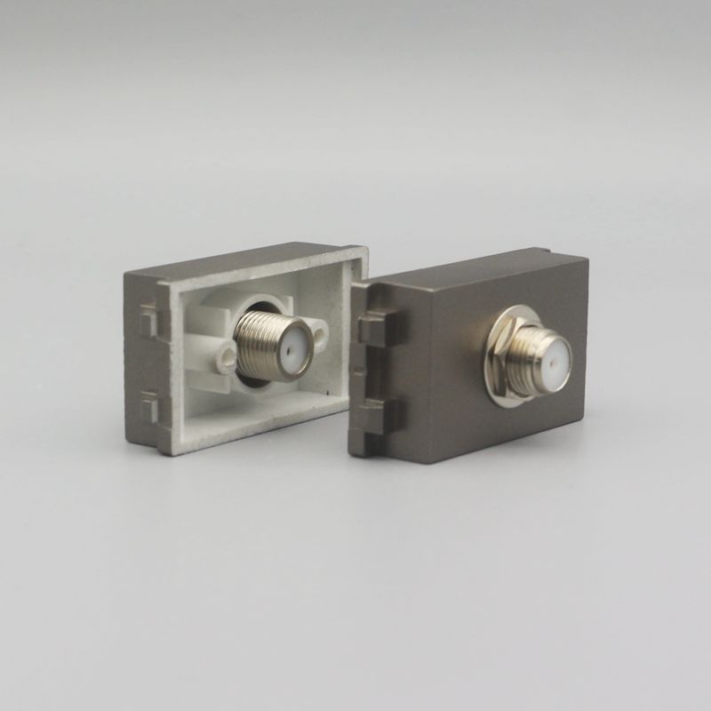 深灰色128型F头电视插座模块 英制F头宽屏TV有线电视接口模块面板