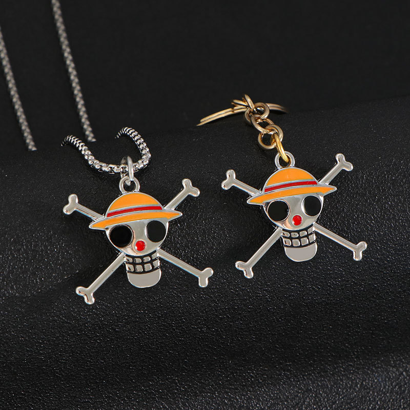 Decoraciones de aleación periférica de una pieza, sombrero de paja, calavera, broche de camino, colgante, llavero, collar, accesorios de ropa