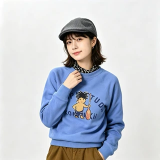外贸女装45cc大字母划桨竹节棉插肩袖圆领卫衣情侣款厂家批发