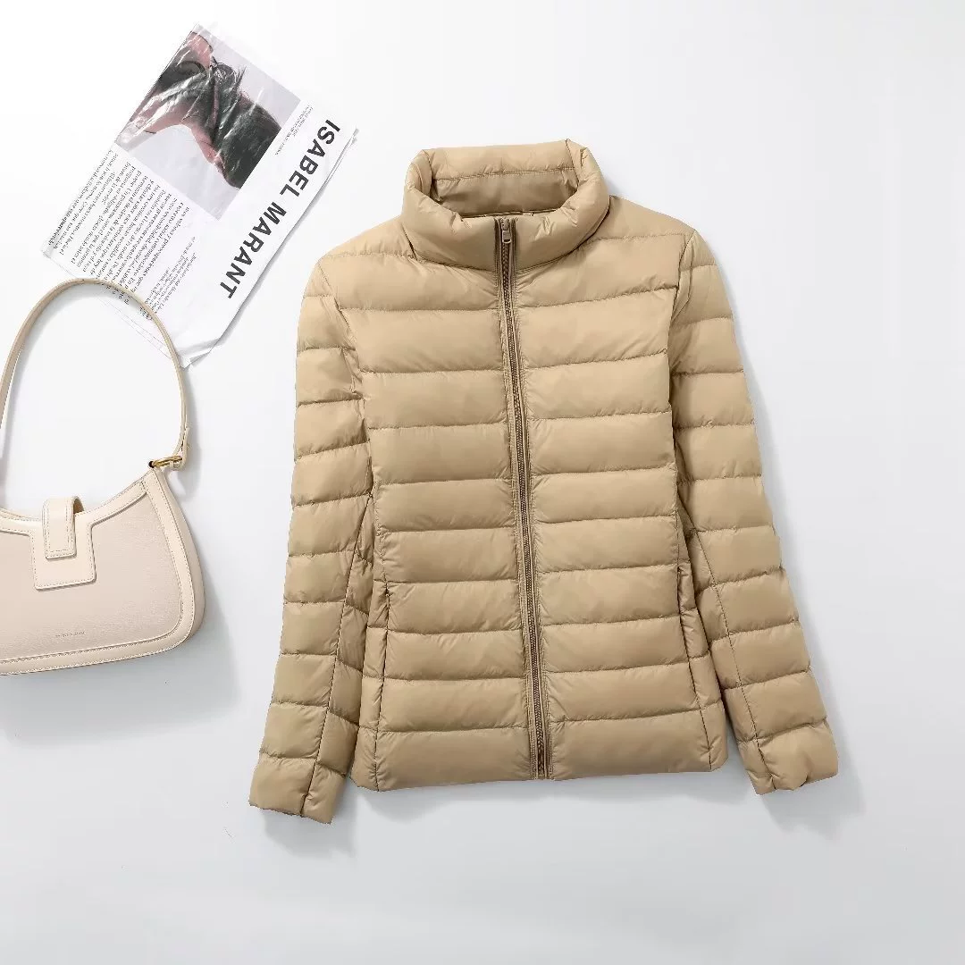 Демисезонная бархатная куртка с пухом из утиного пуха, Standing Collar или капюшон, легкая весна 2025