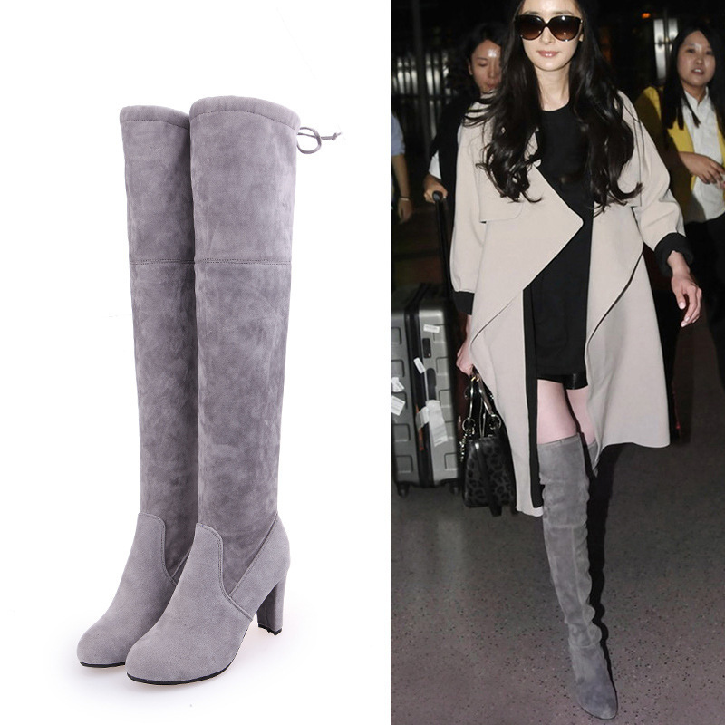 autumn suede high boots heels