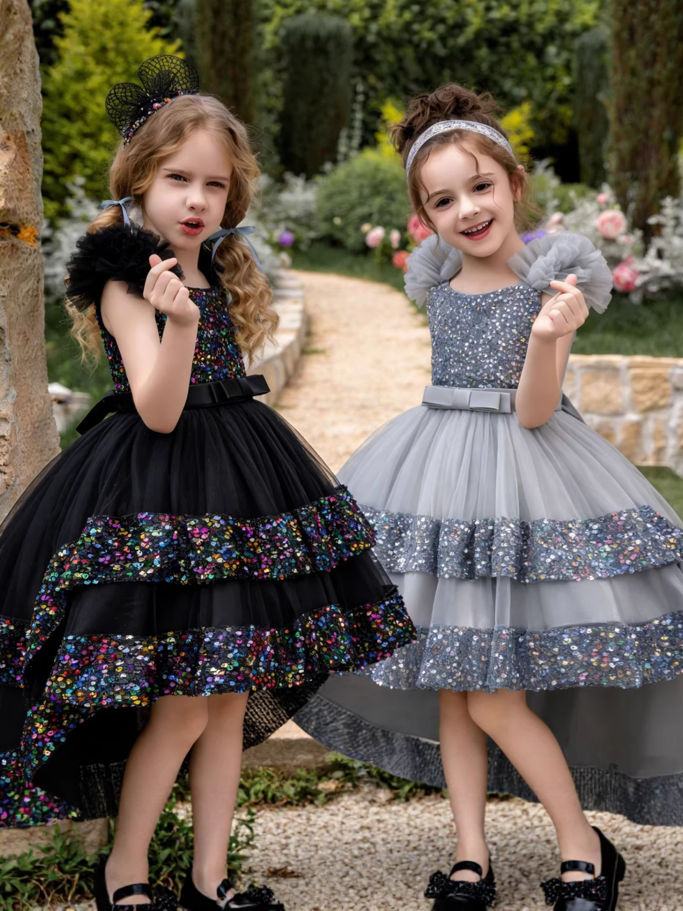 Europa y América vestidos de niñas vestidos de fiesta de Navidad de sequillas vestidos de princesa vestidos de flores de cumpleaños cena de piano