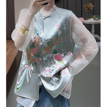 唐装中国风女装新中式妈妈装民族风上衣醋酸马甲背心重工刺绣小衫