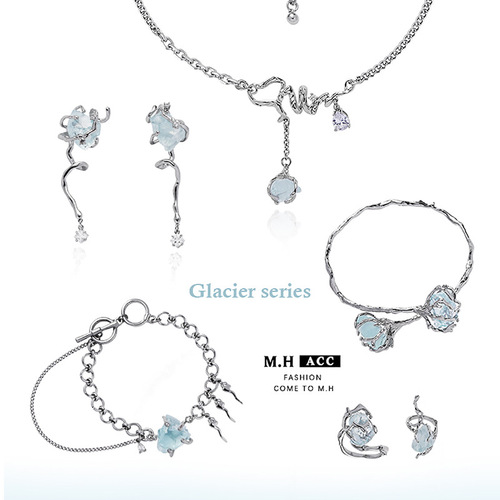 Original Blue Glacier Series Necklace for Women, Wholesale, New Chinese Style, Light Luxury, National Trend, Niche Design, High-End Neck Accessory