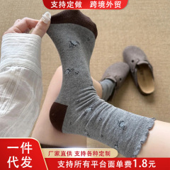 早秋日系小碎花·5色复古中筒袜子女撞色舒适ins风韩系ins潮堆堆