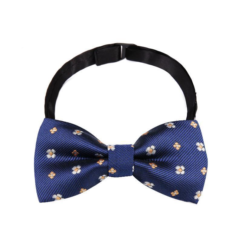 네이비 블루 꽃 어린이 나비 넥타이
