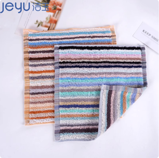 Jieyu Pure Cotton Absorbent Colorful Small Square Towel Saliva Towel Daily Necessities Kitchen Dish Towel Hand Towel