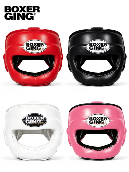 Professional boxing head guard, sparring, Muay Thai training, real leather head protector for adults, unisex protective gear