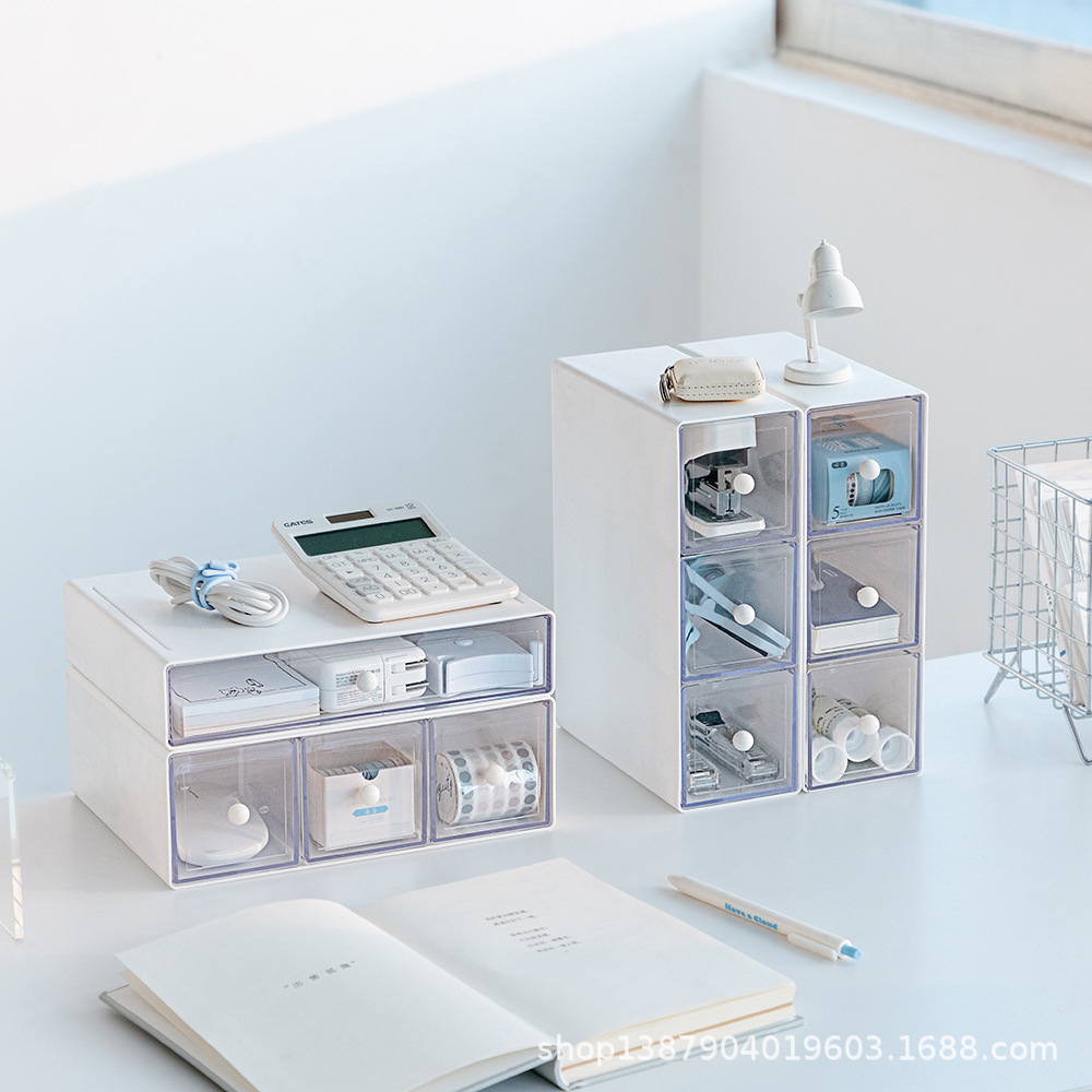 Caja de almacenamiento de escombros de escritorio caja de almacenamiento de papelería de escritorio de acrílico caja de cajón de cosméticos insfeng