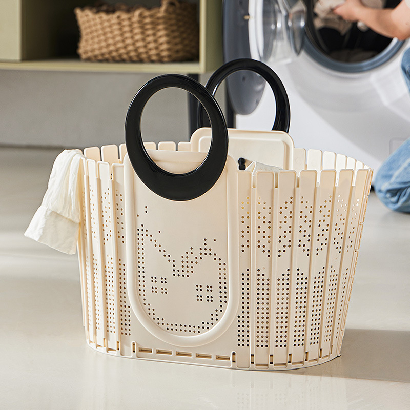 Foldable Dirty Laundry Basket, Portable Large-Capacity Plastic Storage Basket, Can Be Hung on the Wall, Suitable for Bathroom and Restroom