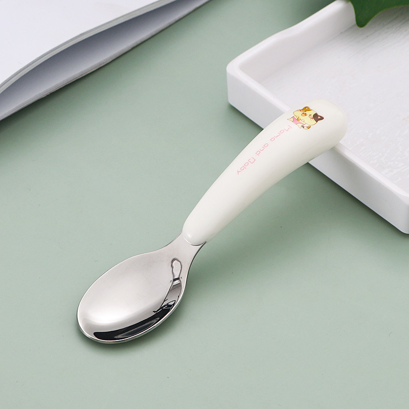 304 acero inoxidable niños cubiertos portátiles juegos de dibujos animados cuchara tenedor cuchara de entrenamiento para bebés cuchara tenedor casera