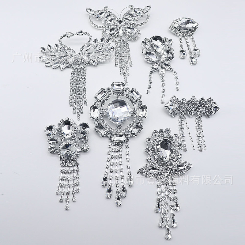 Bow rhinestone brooch high crystal corsage DIY hand plating women's bag clothing accessories accessories