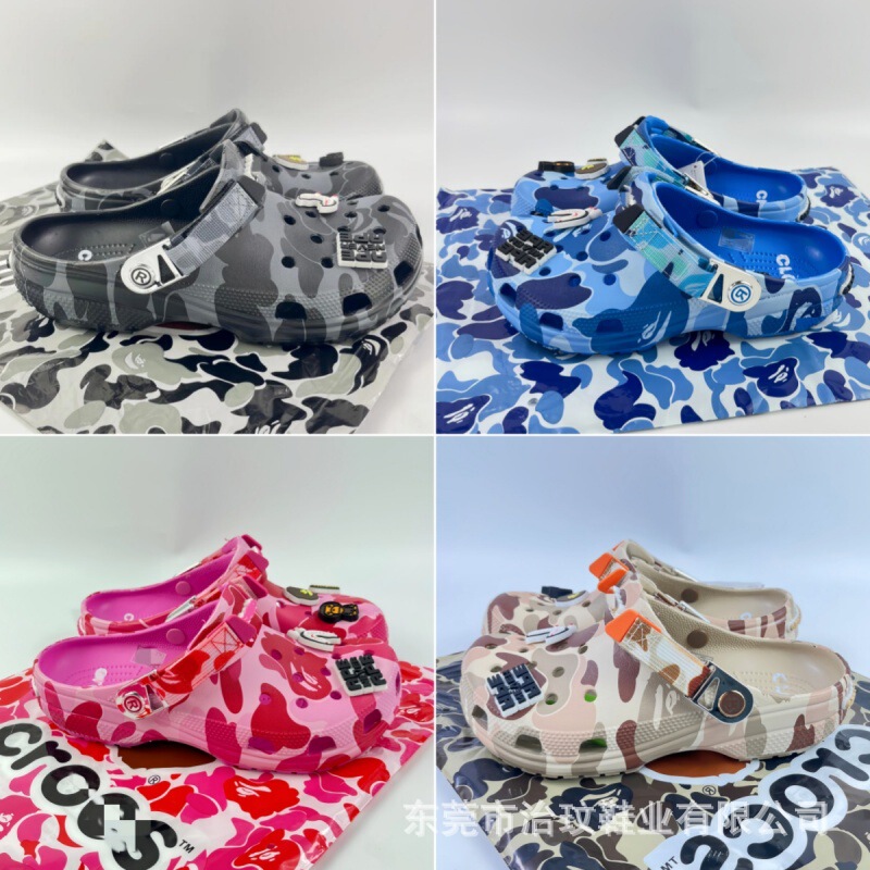 Cross Ape Head Collaboration Clogs Original Label Camouflage Couple Summer New Non-Slip Beach Sandals