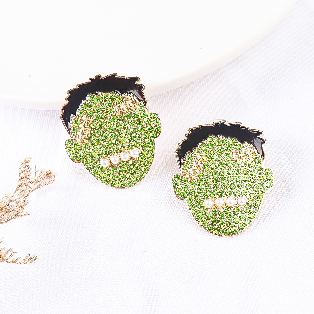 Cartoon Green Head Halloween Earrings wholesale jewelry Nihaojewelry