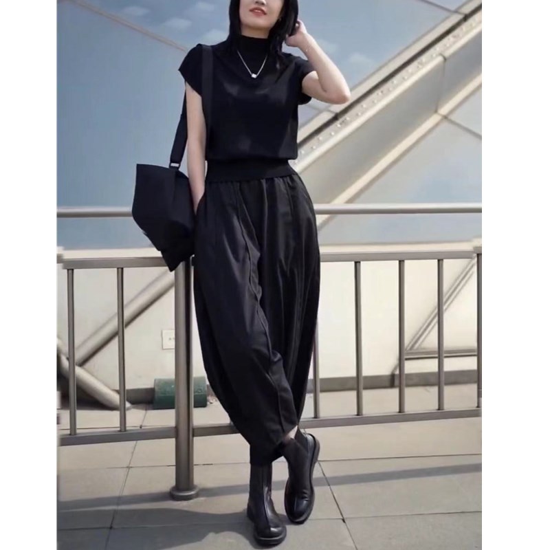 23173大爱美依缘2025夏季新款净版短袖修身打底衫阔腿哈伦裤洋气