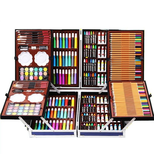200PC Painting Set Children's Painting Tools Set Student Wax Crayon Watercolor Pen Set Children's Day Gift Box 