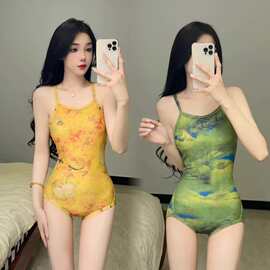 游泳馆专用新款专业竞速泳衣女性感三角连体高级感海边游泳衣