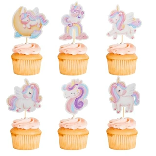 独角兽纸杯蛋糕装饰品彩虹月亮云图案儿童生日派对的装饰用品