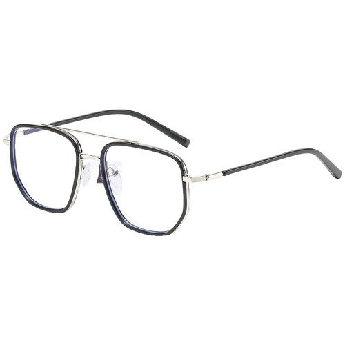 New Anti-blue Light Plain Glasses Men's and Women's Retro Polygonal Double-Beam Eyeglasses Internet Popular Myopia Frame 8025