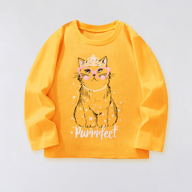欧米風長袖2024子供tシャツ女の子綿漫画模様春秋カジュアル長袖tシャツ子供服卸売り|undefined