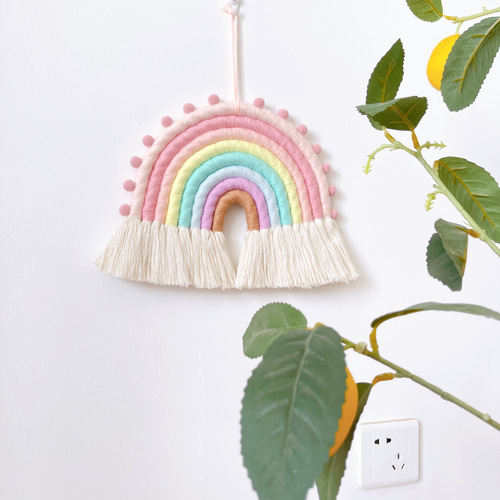 Ins style Amazon Nordic style rainbow home children's room decoration pendant woven rainbow hanging wall hanging pendant