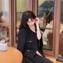 新款外套小香外套女重工短外套黑色外套厂家直销现货一件代发