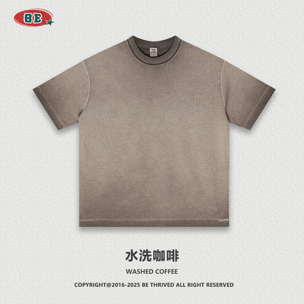 BE ropa de hombre | 2025 verano americano pesado anti-fondo frito estilo neutro camiseta de algodón de manga corta de gran tamaño personalizado para hombres