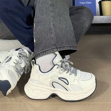 2025秋季新款松糕底休闲百搭小白鞋板鞋厚度增高学生透气帆布鞋女