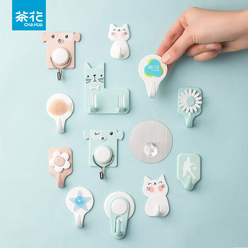Camellia Hook Household Wall Hook Sticker Punch-free Coat Hook Kitchen Cartoon Hook Sticker Hook Camellia Hook Household Wall Hook Sticker Punch-free Coat Hook Kitchen Cartoon Hook Sticker Hook