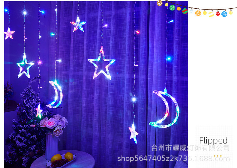 Ledカーテンライト星月ライトネット赤寝室部屋装飾カラーライトは旧正月の祝日に星を飾る|undefined