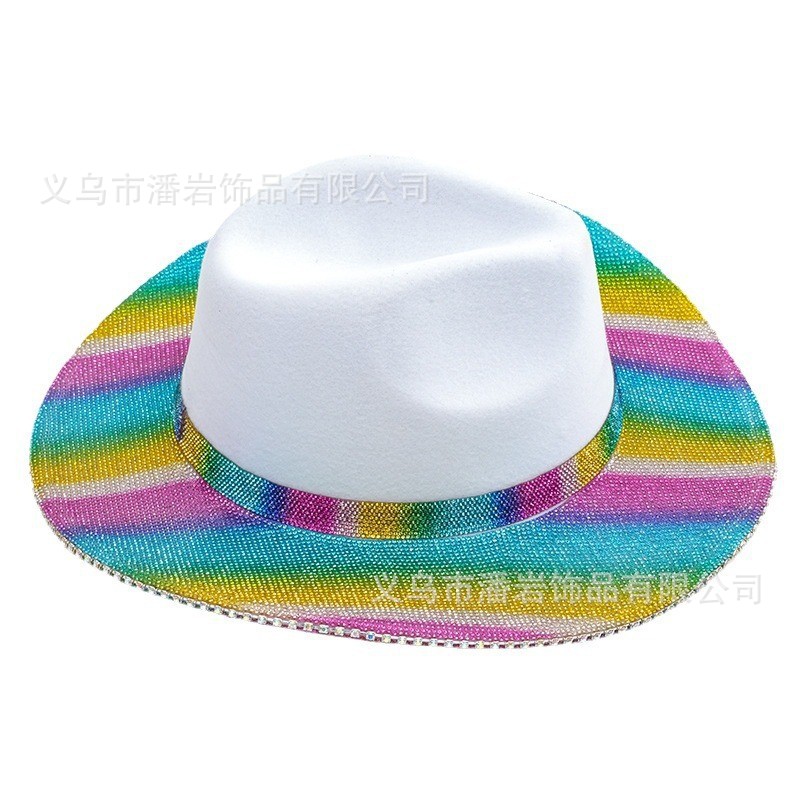 Sombreros de fiesta occidentales de vaqueros para hombres y mujeres decoración festiva gorras de lana rayas grandes bordes exóticos adultos protección solar