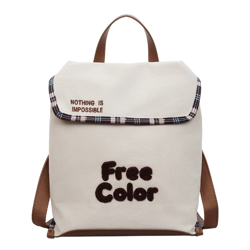 Mochila de nicho de alta calidad para mujeres lindas lienzo de gran capacidad de contraste de color casual mochila de hombro universal diaria image 8
