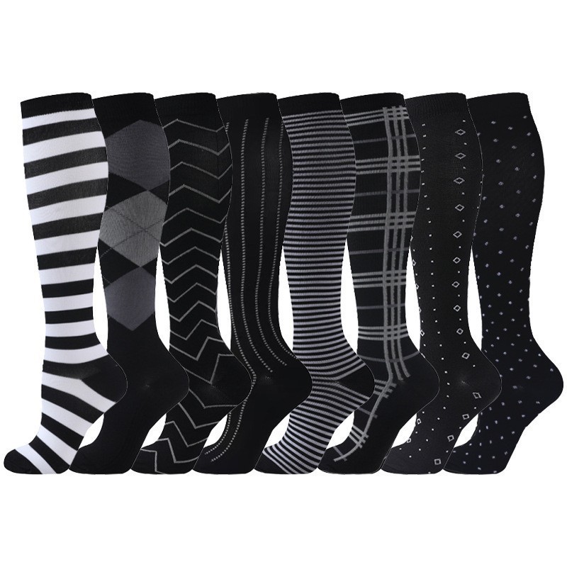 Juego de 6 pares de calcetines deportivos de compresión transfronterizos para fitness, calcetines largos de compresión para pantorrillas para hombres y mujeres, calcetines de compresión elásticos. image 78