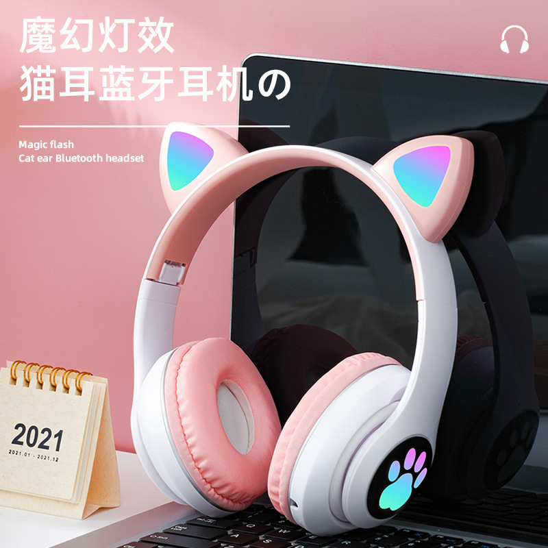 STN28 transfronterizo caliente Comercio exterior auriculares gato oído auricular Bluetooth inalámbrico 5,0 juego de auriculares Bluetooth auriculares