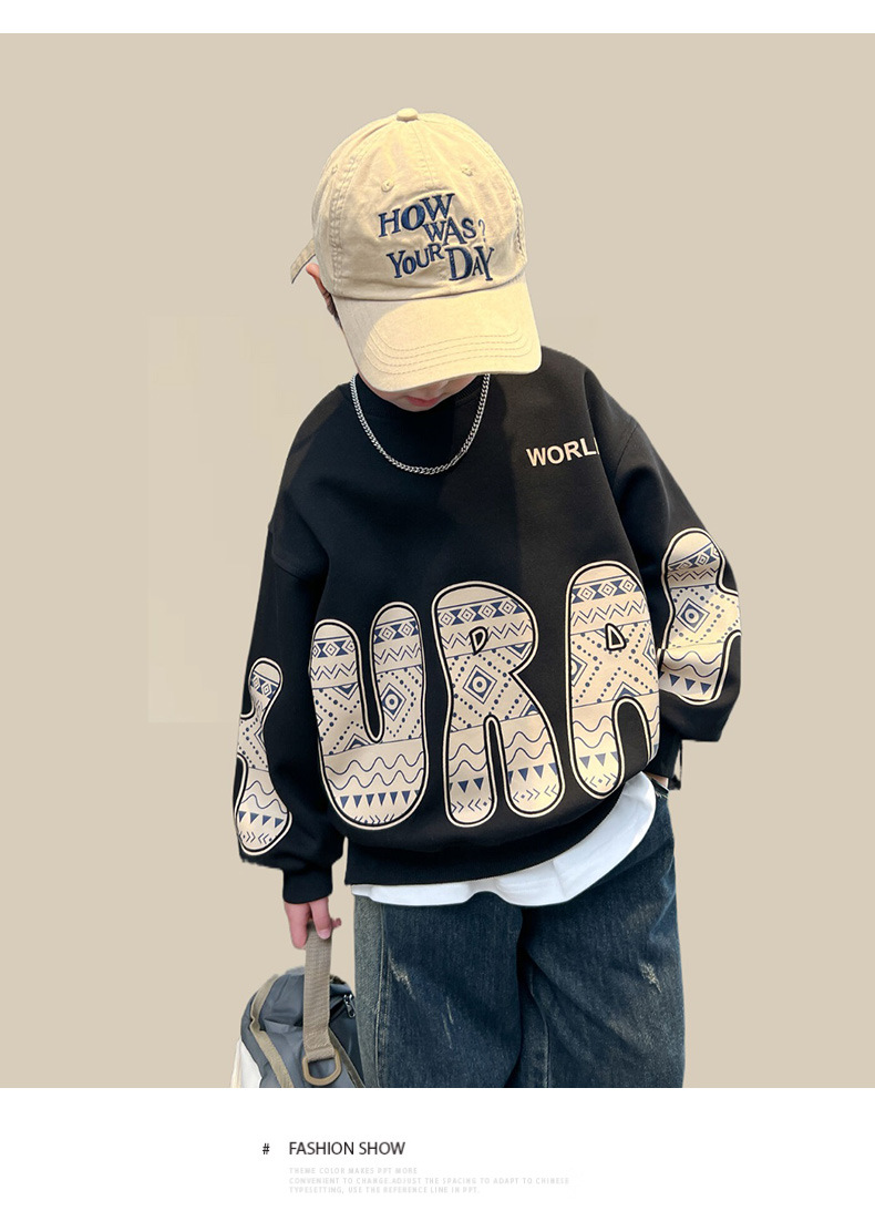 Drengetøjsmærke hættetrøje 2024 ny forårstop, mellemstørrelse børns efterårstøj, trendy og eksplosiv street style_voghion.com