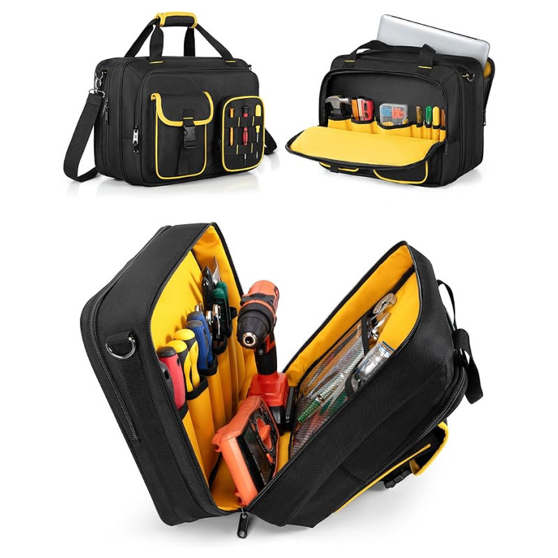 新款大容量牛津布耐磨电工工具包带笔记本电脑套多口袋工具收纳包