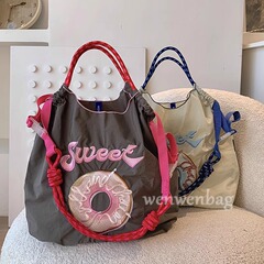 日本ball chain环保高圆圆同包刺绣尼龙帆布包购物斜挎女包