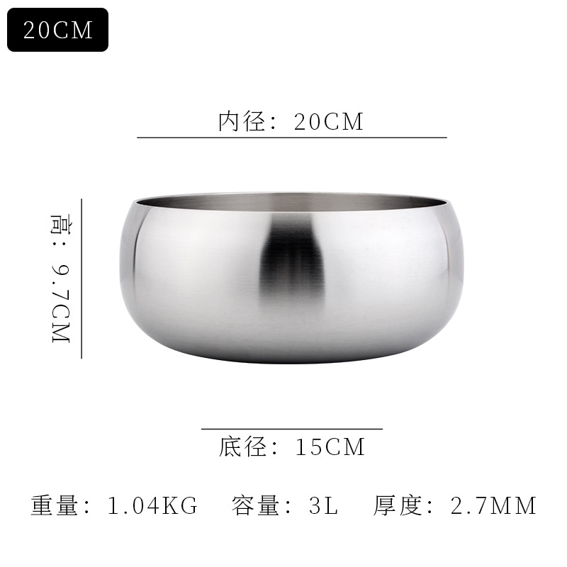 18 / 10 acero inoxidable de tres capas de acero manzana sopa tazón de sopa tazón de fideos se puede calentar a fuego abierto sin escoger la preparación de la estufa y fideos