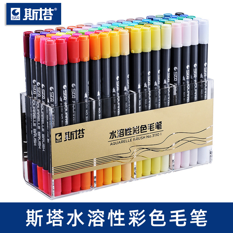 Traje de marcador a base de agua de color de doble cabeza STA marcador de pluma de acuarela pintado a mano suave 3110