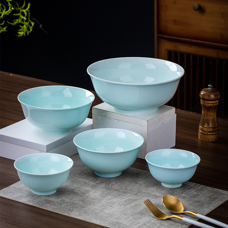 Jingdezhen celadon underglaze color tableware suit solid color simple household tableware suit housewarming gift box manufacturers wholesale
