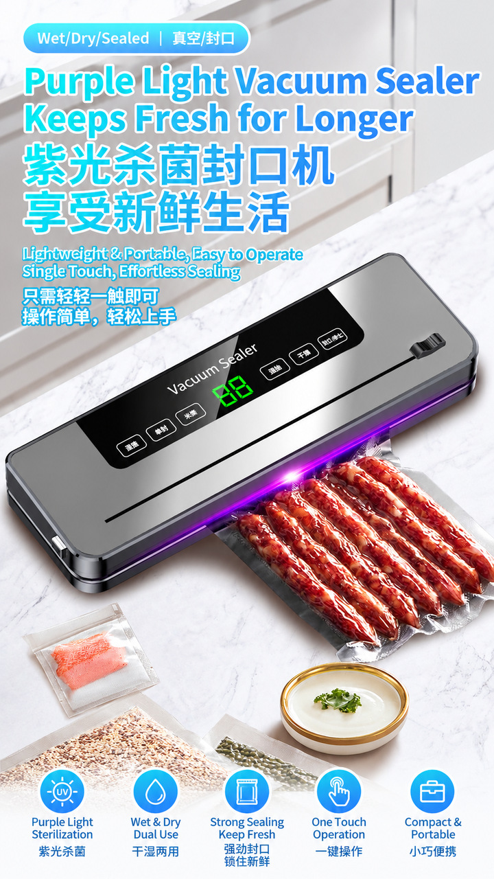 Vacuum sealer fully automatic food packaging dry and wet use