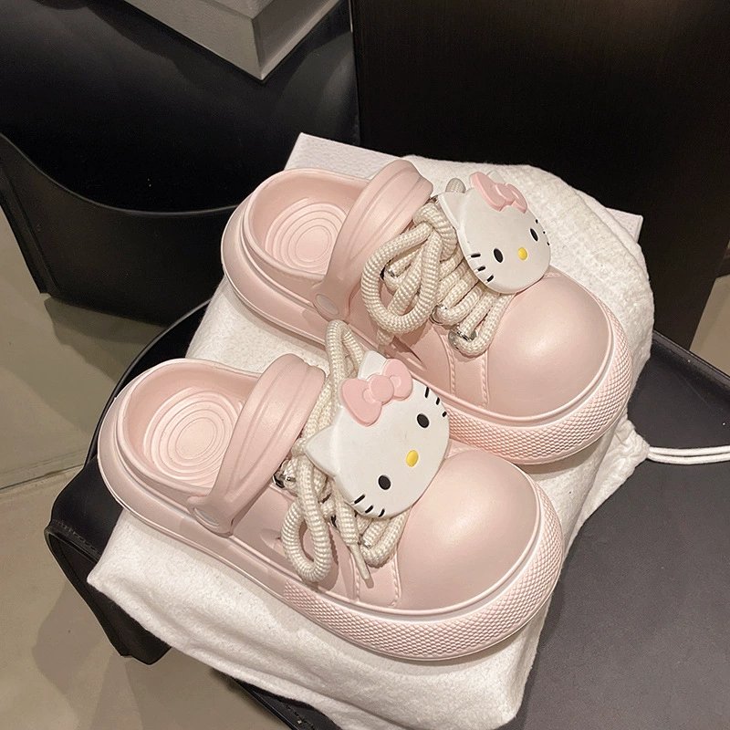 DIMIFEI Интернет-знаменитости, милые мультяшные сабо, универсальные нескользящие летние сандалии с носком на толстой подошве и защитой от запаха для женщин