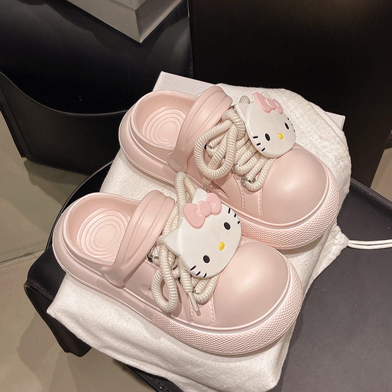 Dimifei Internet Celebrity Cute Cartoon Clogs, Versatile Non-Slip, Anti-Odor Thick-Soled Summer Toe-Cap Sandals for Women