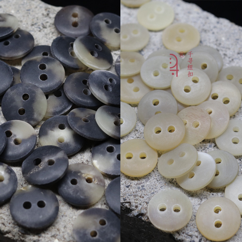15mm哑光两眼药片状黄牛角扣针织衫羊毛衫开衫两孔牛角扣
