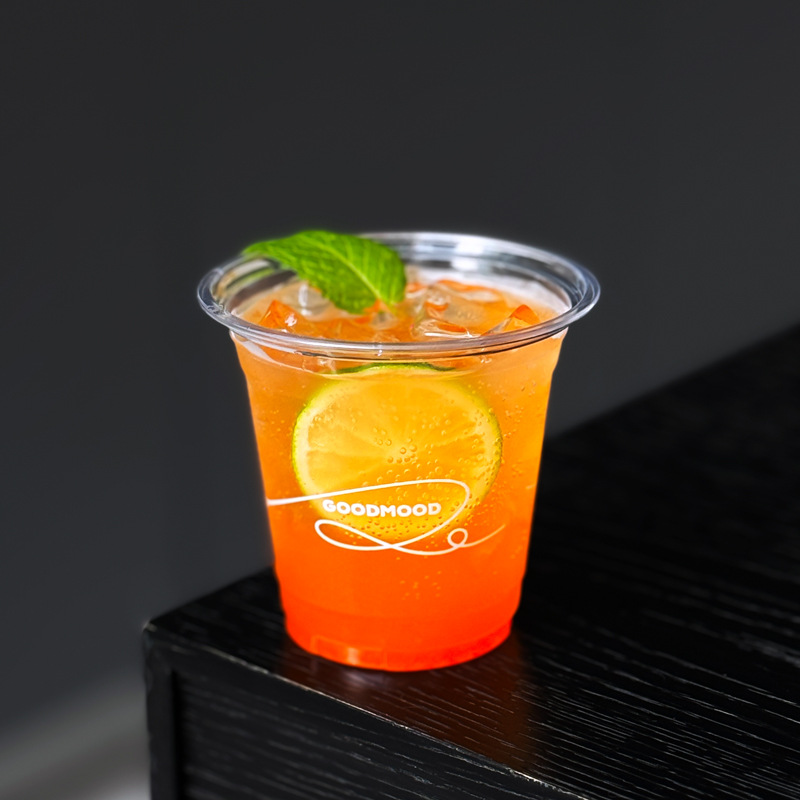 网红咖啡杯一次性透明PET冷饮杯果汁塑料杯奶茶打包杯带盖印logo