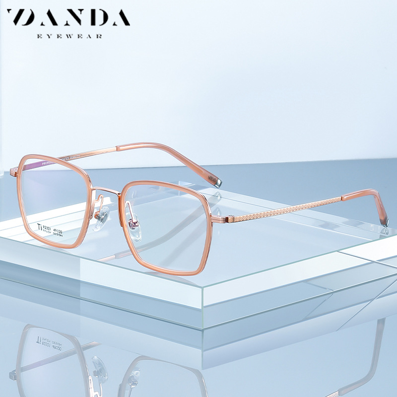 Nuevo puro titanio gafas Marco de las mujeres moda marco cuadrado r2321 placa anillo liso gafas hombres pueden coincidir con miopía gafas