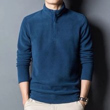 秋冬季立领卫衣男士纯色半高领保暖打底衫青年半拉链大码长袖上衣