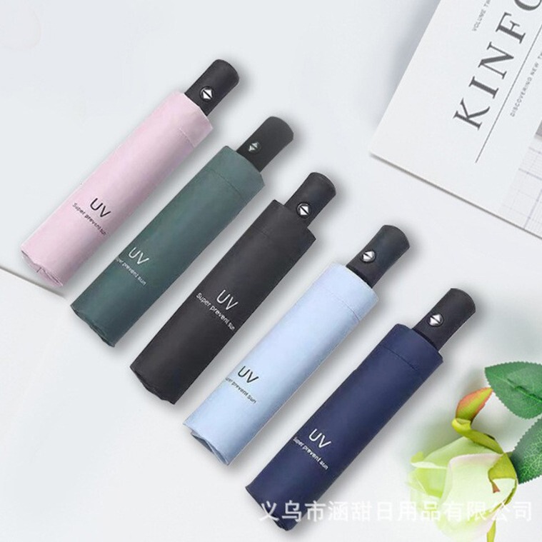 Automatic Folding UV Thickened Black Glue Sunscreen Sunshade Sunlight Umbrella Gift Advertising Sun Umbrella Printed Logo Umbrella